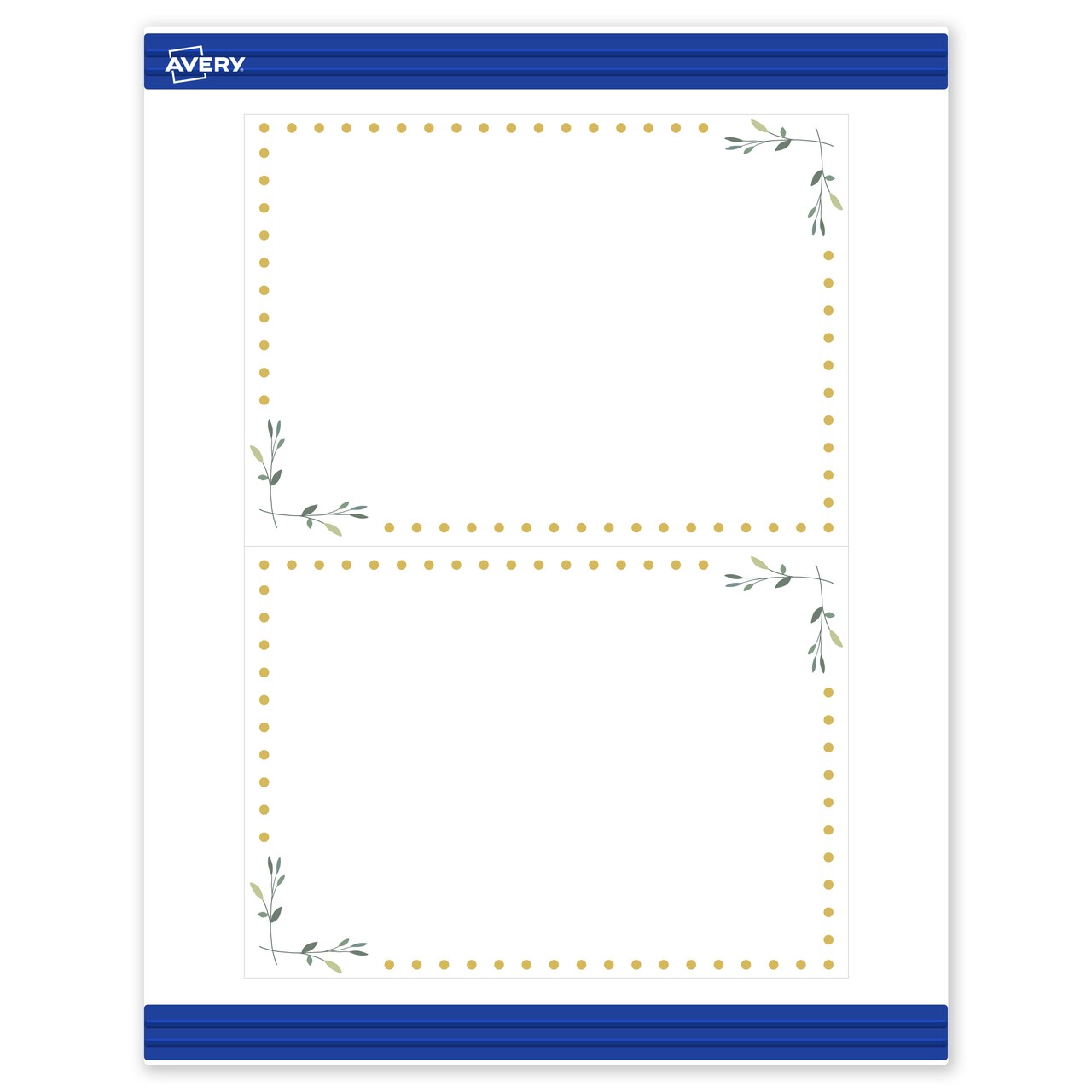 Avery Printable Rectangle Invitation Cards, Gold Dots with Green Florals, 5" x 7", Matte White Rectangle Invitation Cards, Laser/Inkjet, 20ct, Great for Invitation Cards